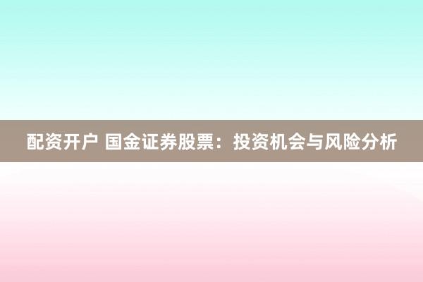 配资开户 国金证券股票：投资机会与风险分析