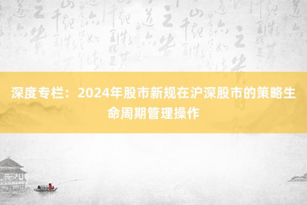 深度专栏：2024年股市新规在沪深股市的策略生命周期管理操作