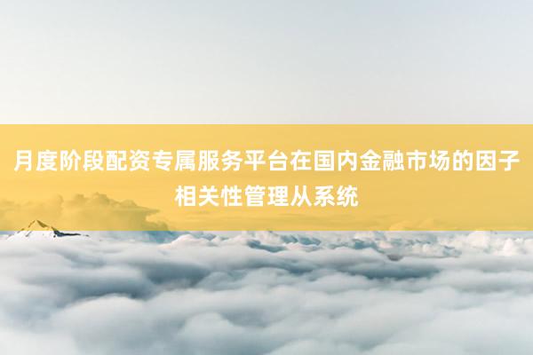 月度阶段配资专属服务平台在国内金融市场的因子相关性管理从系统