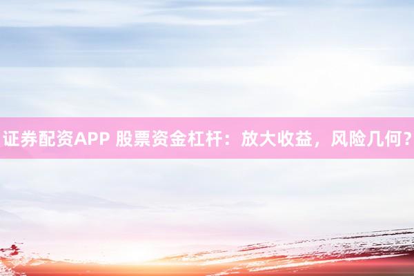 证券配资APP 股票资金杠杆：放大收益，风险几何？
